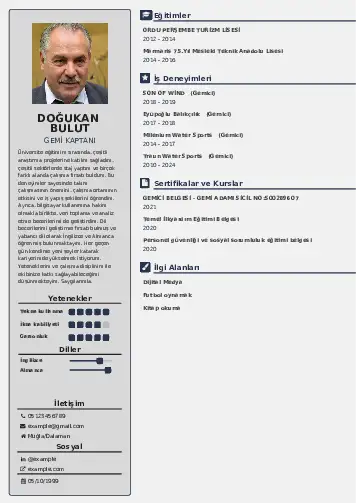 Gemi Kaptanı CV Örnekleri cv indir